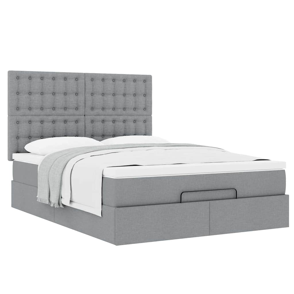 Ottoman bed met matras 140x200cm stof lichtgrijs is nu te koop bij PeponiXL, paradijselijk wonen!