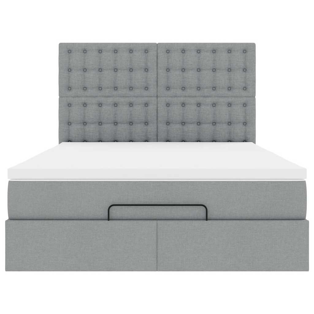 Ottoman bed met matras 140x200cm stof lichtgrijs is nu te koop bij PeponiXL, paradijselijk wonen!