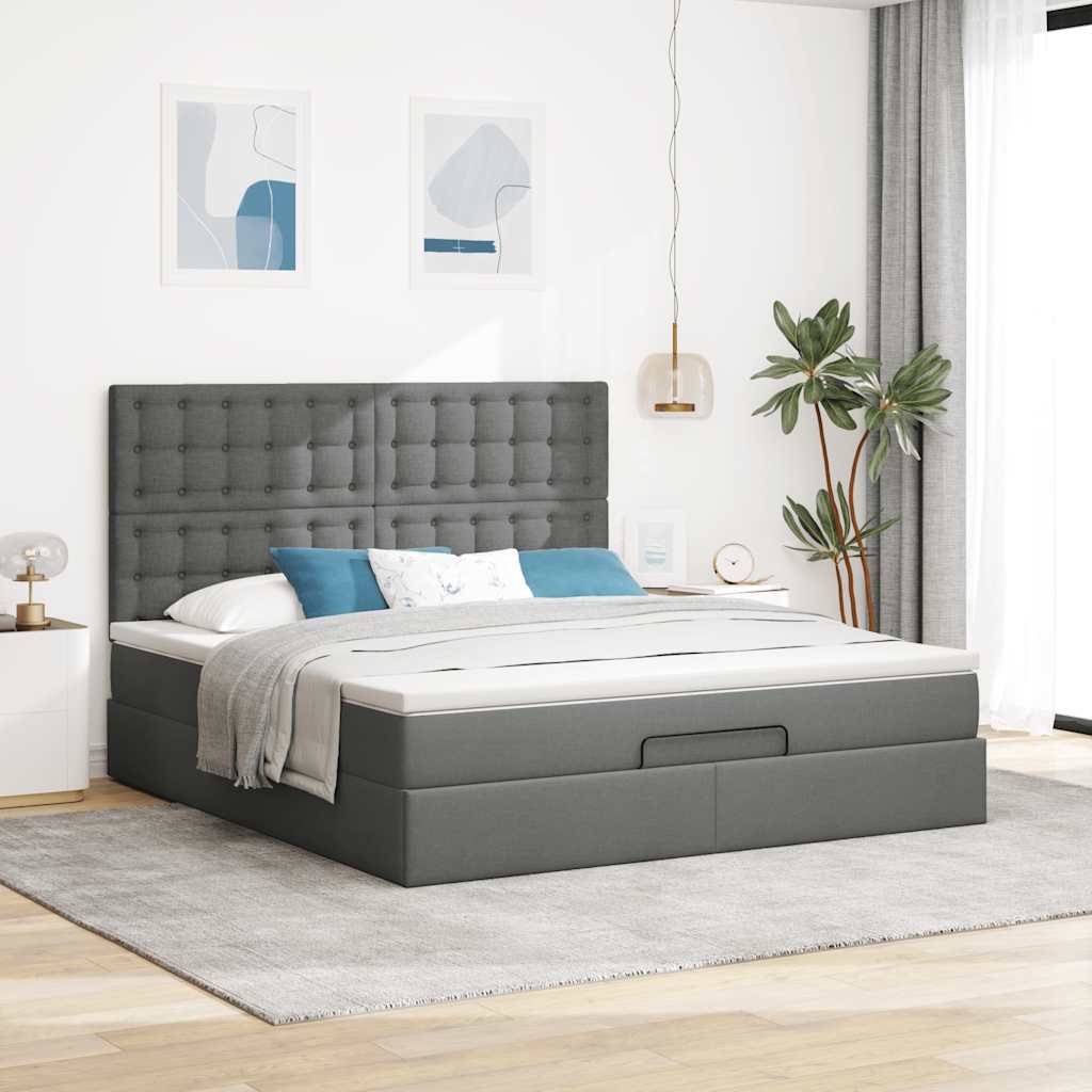 Ottoman bed met matras 160x200cm stof donkergrijs is nu te koop bij PeponiXL, paradijselijk wonen!