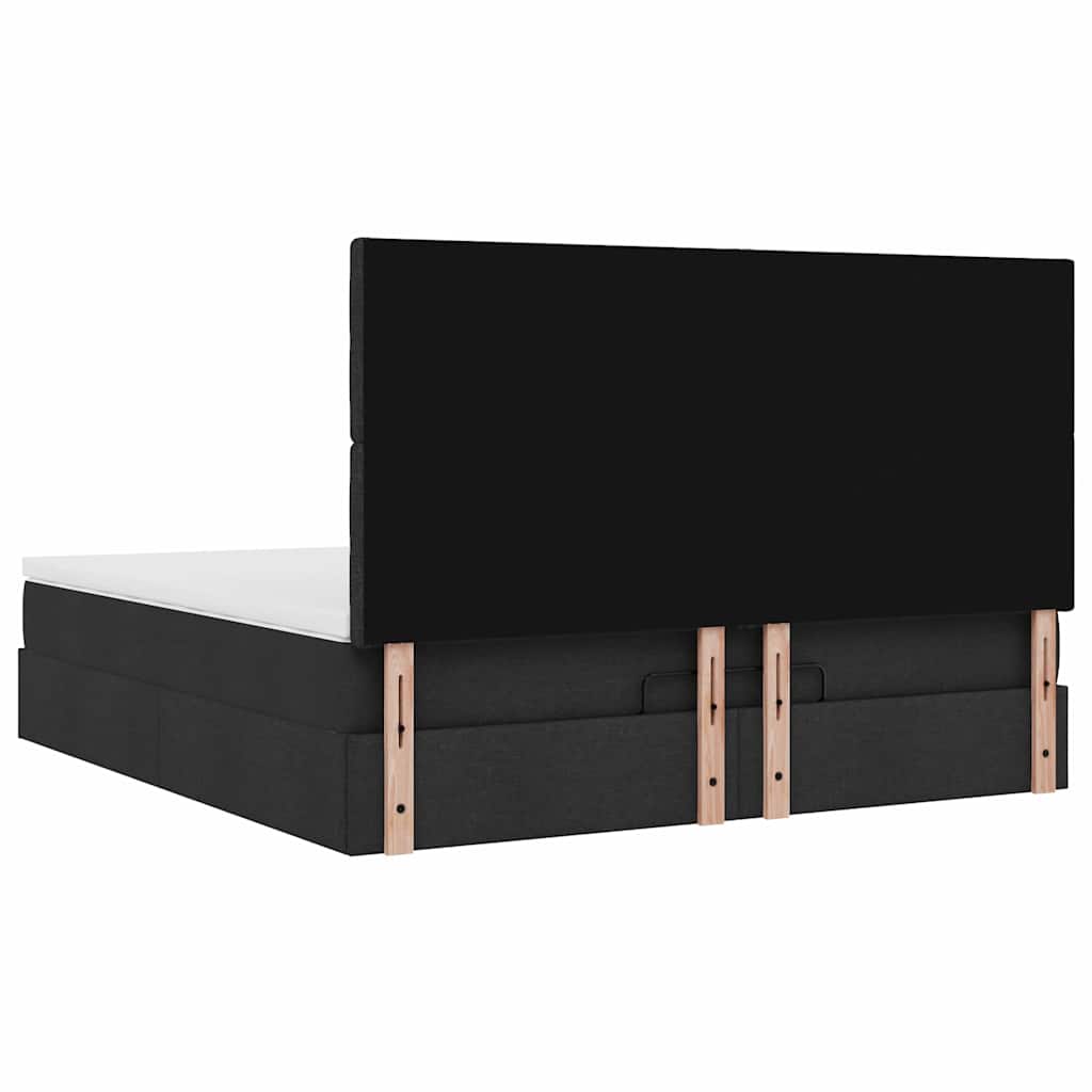 Ottoman bed met matras 160x200cm stof zwart is nu te koop bij PeponiXL, paradijselijk wonen!