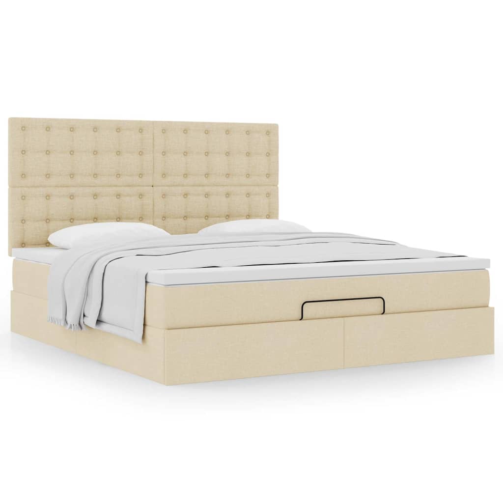 Ottoman bed met matras 160x200cm stof crèmekleurig is nu te koop bij PeponiXL, paradijselijk wonen!