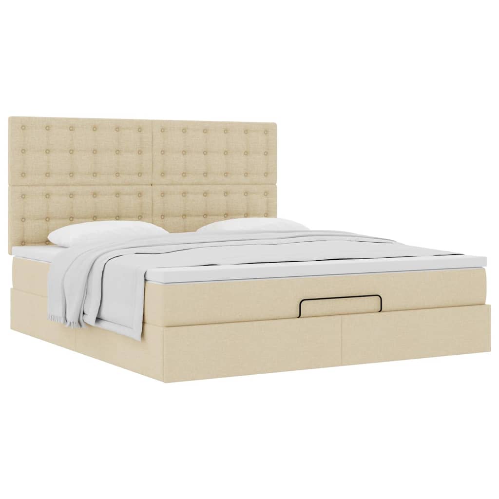 Ottoman bed met matras 160x200cm stof crèmekleurig is nu te koop bij PeponiXL, paradijselijk wonen!