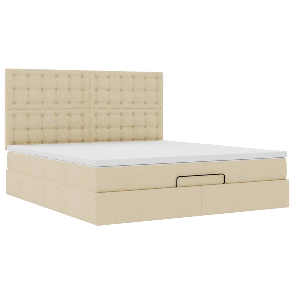 Ottoman bed met matras 160x200cm stof crèmekleurig is nu te koop bij PeponiXL, paradijselijk wonen!