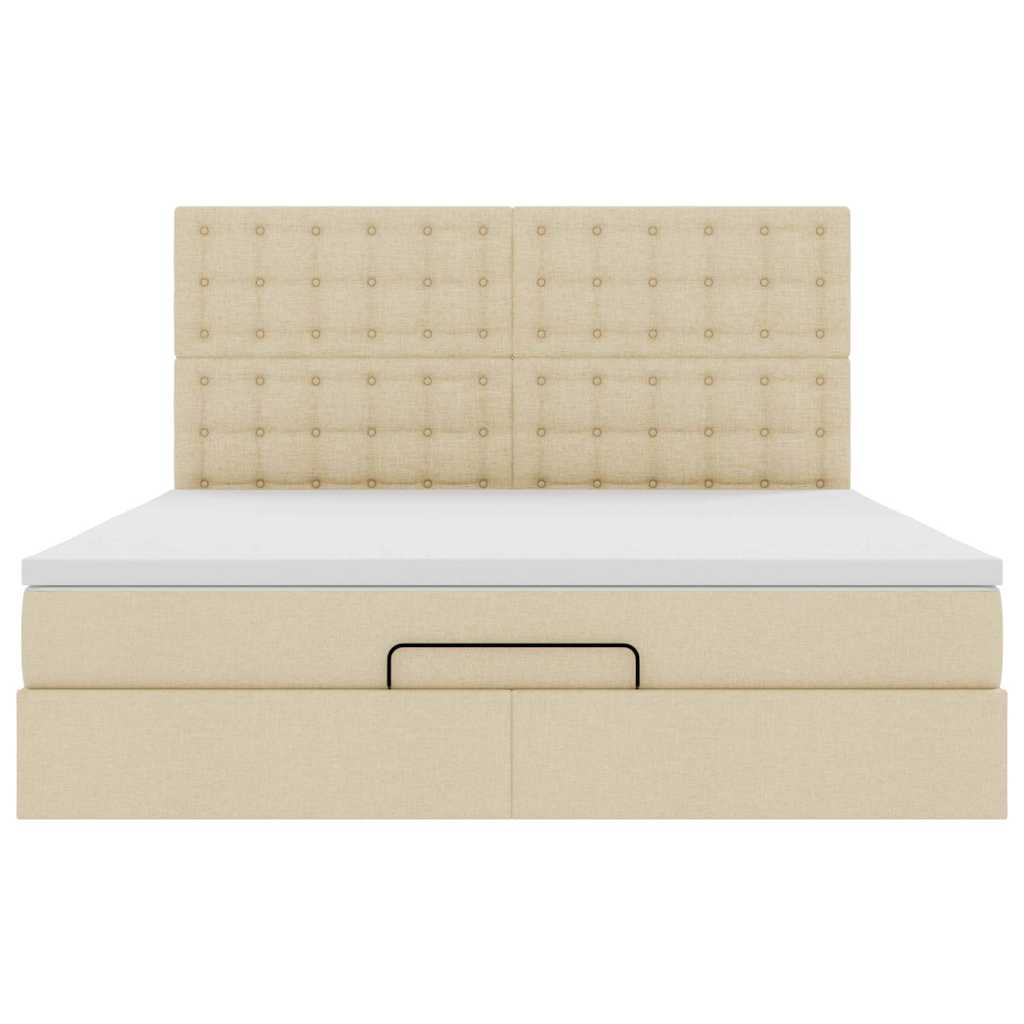 Ottoman bed met matras 160x200cm stof crèmekleurig is nu te koop bij PeponiXL, paradijselijk wonen!