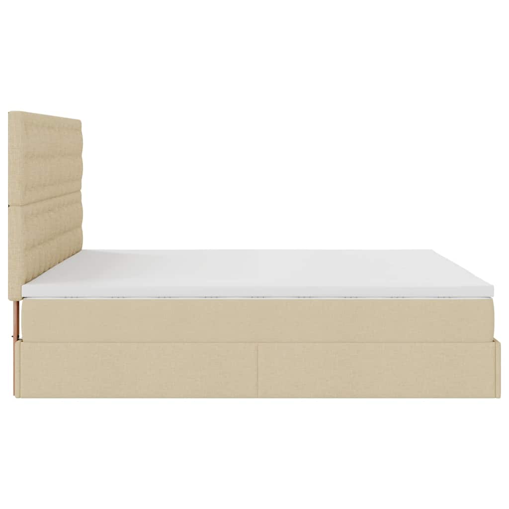 Ottoman bed met matras 160x200cm stof crèmekleurig is nu te koop bij PeponiXL, paradijselijk wonen!