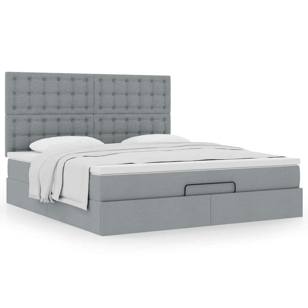 Ottoman bed met matras 180x200cm stof lichtgrijs is nu te koop bij PeponiXL, paradijselijk wonen!