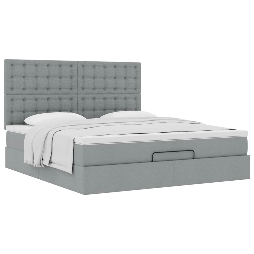 Ottoman bed met matras 180x200cm stof lichtgrijs is nu te koop bij PeponiXL, paradijselijk wonen!