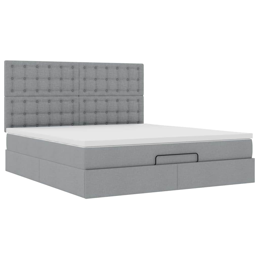 Ottoman bed met matras 180x200cm stof lichtgrijs is nu te koop bij PeponiXL, paradijselijk wonen!