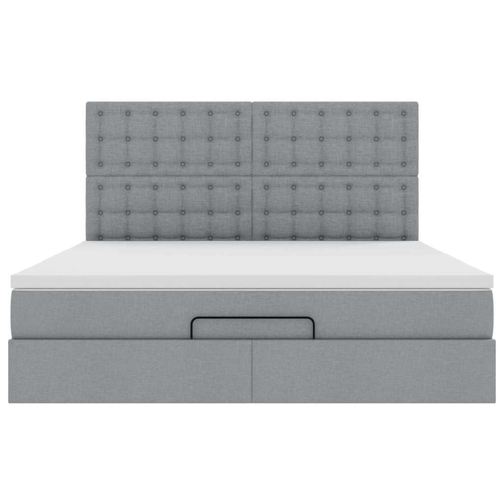 Ottoman bed met matras 180x200cm stof lichtgrijs is nu te koop bij PeponiXL, paradijselijk wonen!