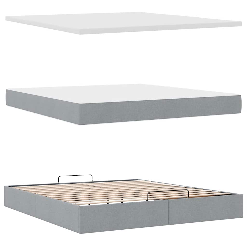Ottoman bed met matras 180x200cm stof lichtgrijs is nu te koop bij PeponiXL, paradijselijk wonen!