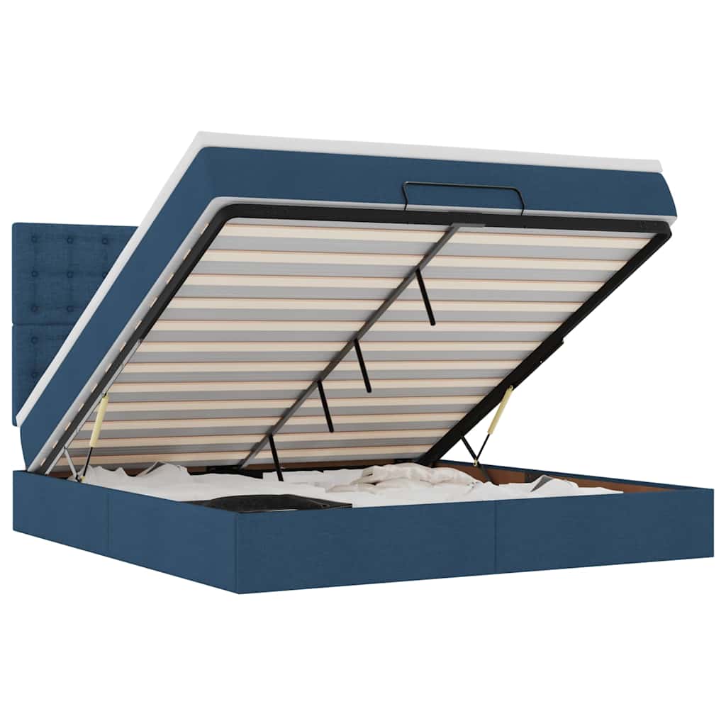 Ottoman bed met matras 180x200cm stof blauw is nu te koop bij PeponiXL, paradijselijk wonen!