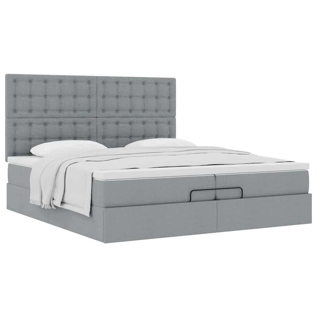 Ottoman bed met matrassen 200x200cm stof lichtgrijs is nu te koop bij PeponiXL, paradijselijk wonen!