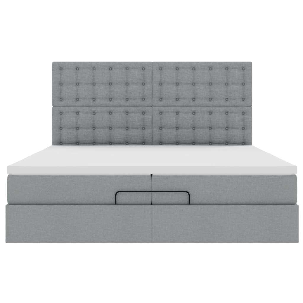 Ottoman bed met matrassen 200x200cm stof lichtgrijs is nu te koop bij PeponiXL, paradijselijk wonen!