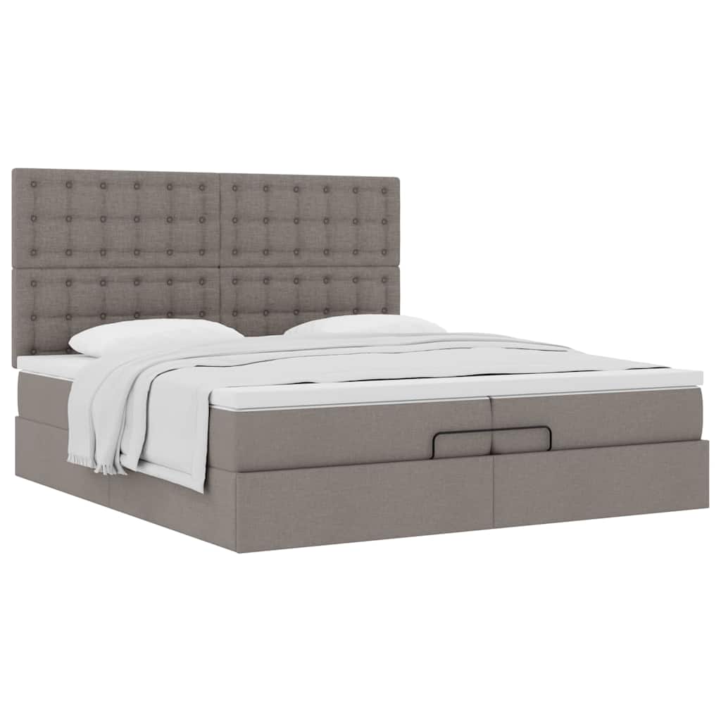 Ottoman bed met matrassen 200x200cm stof taupe is nu te koop bij PeponiXL, paradijselijk wonen!