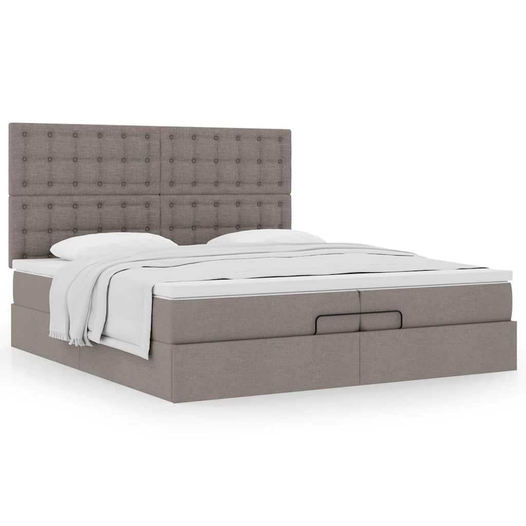 Ottoman bed met matrassen 200x200cm stof taupe is nu te koop bij PeponiXL, paradijselijk wonen!