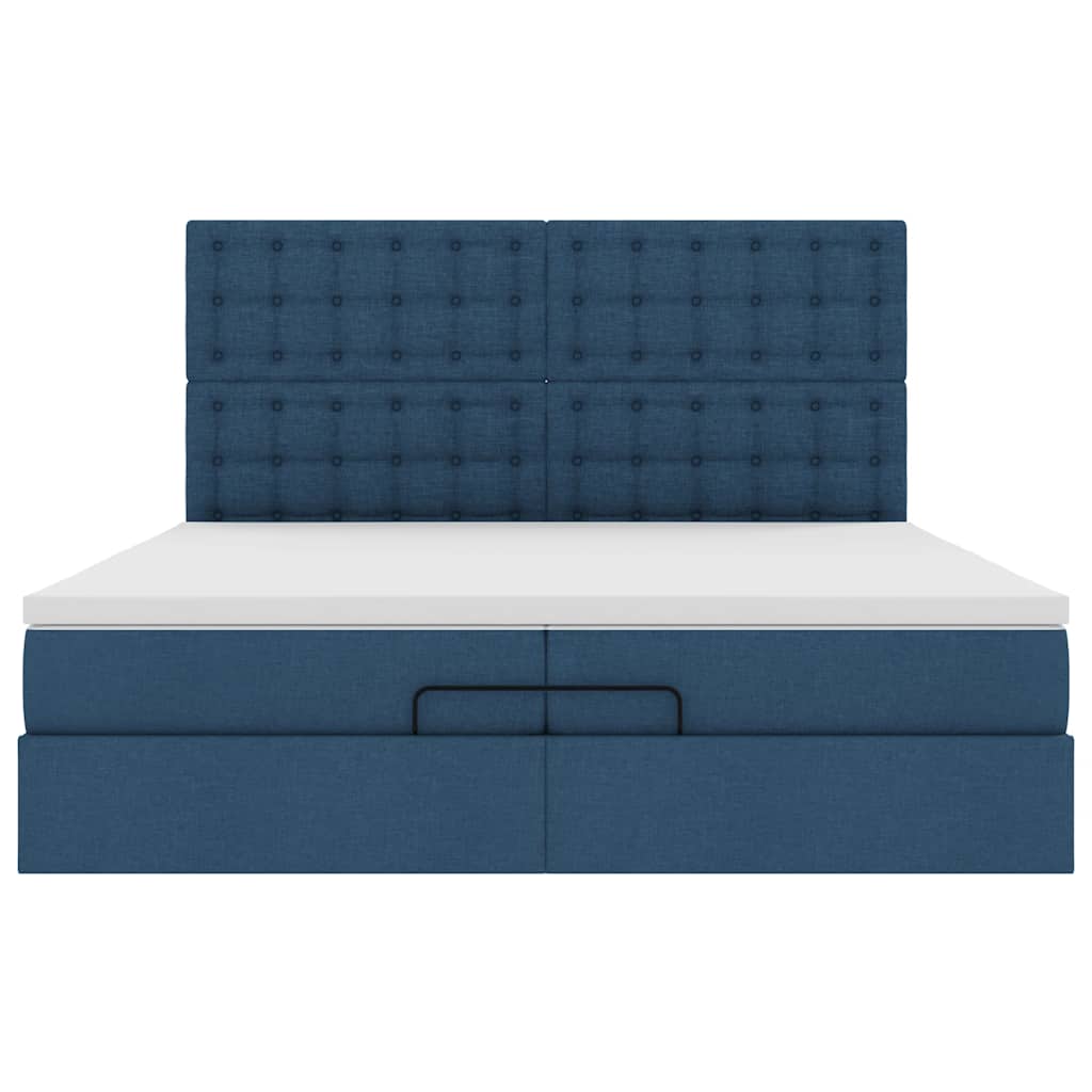 Ottoman bed met matrassen 200x200cm stof blauw is nu te koop bij PeponiXL, paradijselijk wonen!