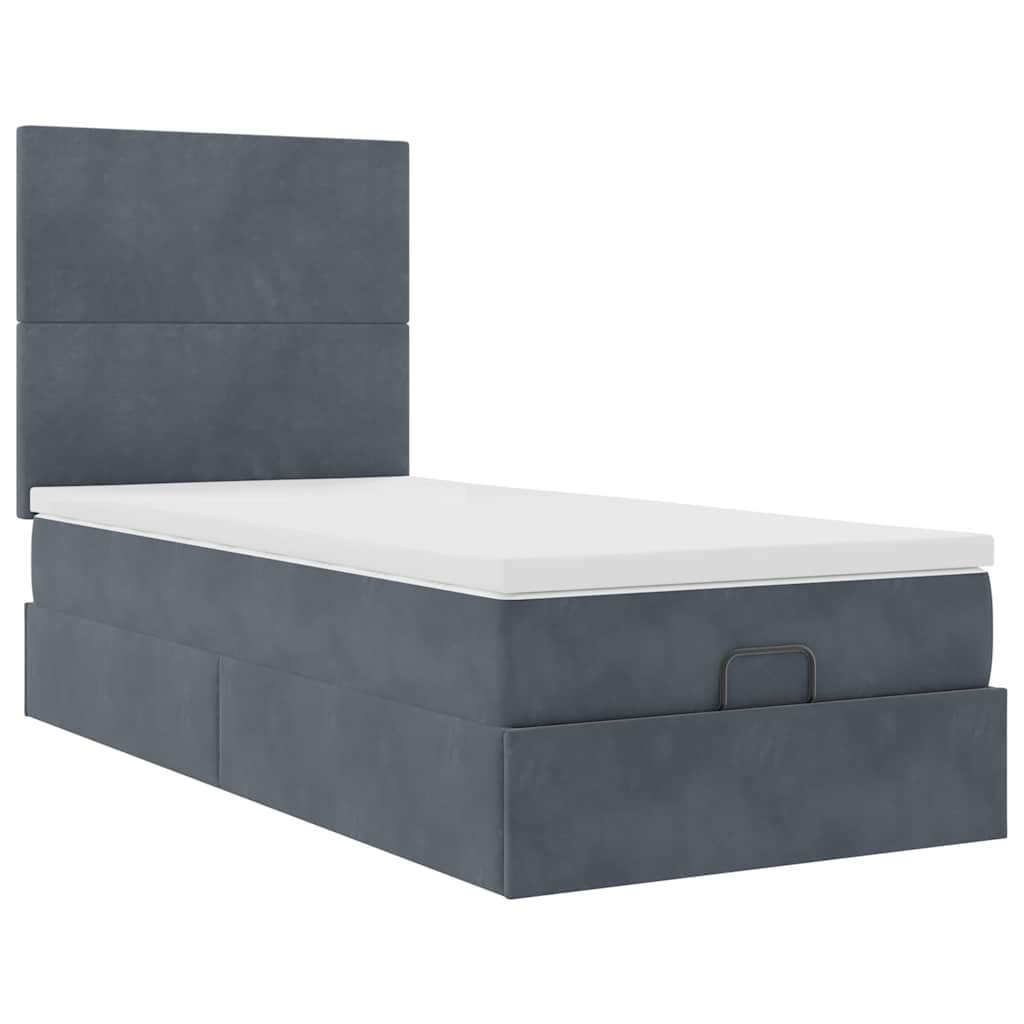 Ottoman bed met matrassen 90x190cm fluweel donkergrijs is nu te koop bij PeponiXL, paradijselijk wonen!