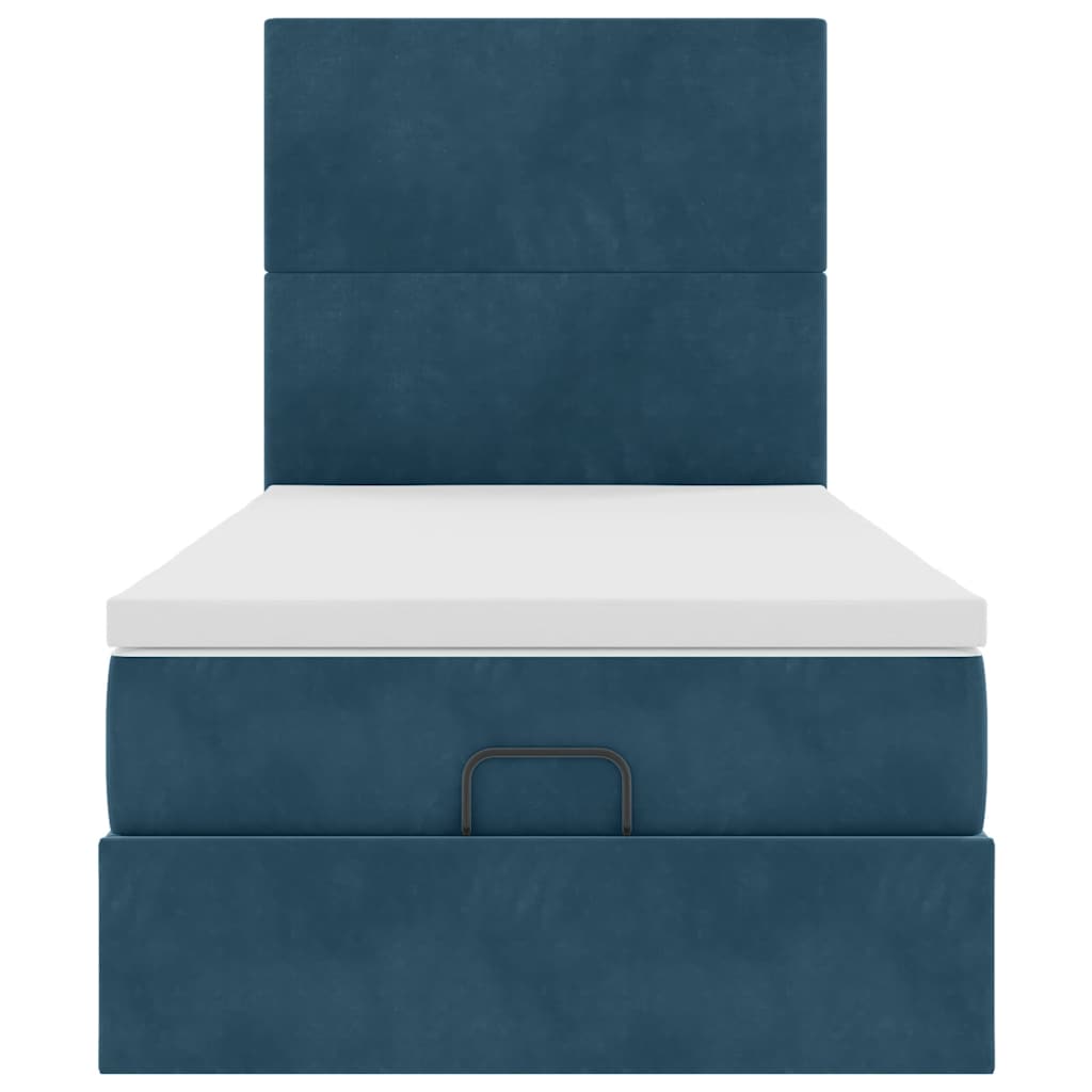 Ottoman bed met matrassen 90x190cm fluweel donkerblauw is nu te koop bij PeponiXL, paradijselijk wonen!