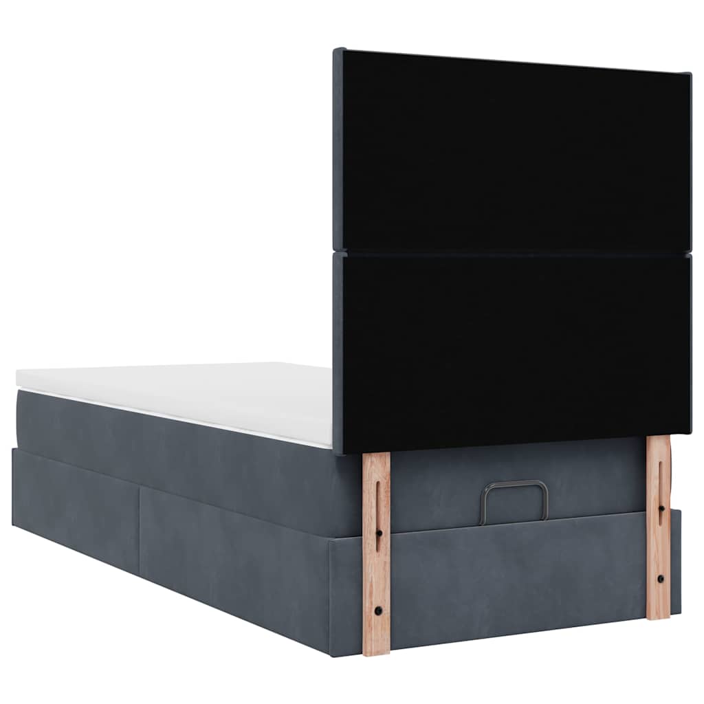 Ottoman bed met matrassen 90x200cm fluweel donkergrijs is nu te koop bij PeponiXL, paradijselijk wonen!