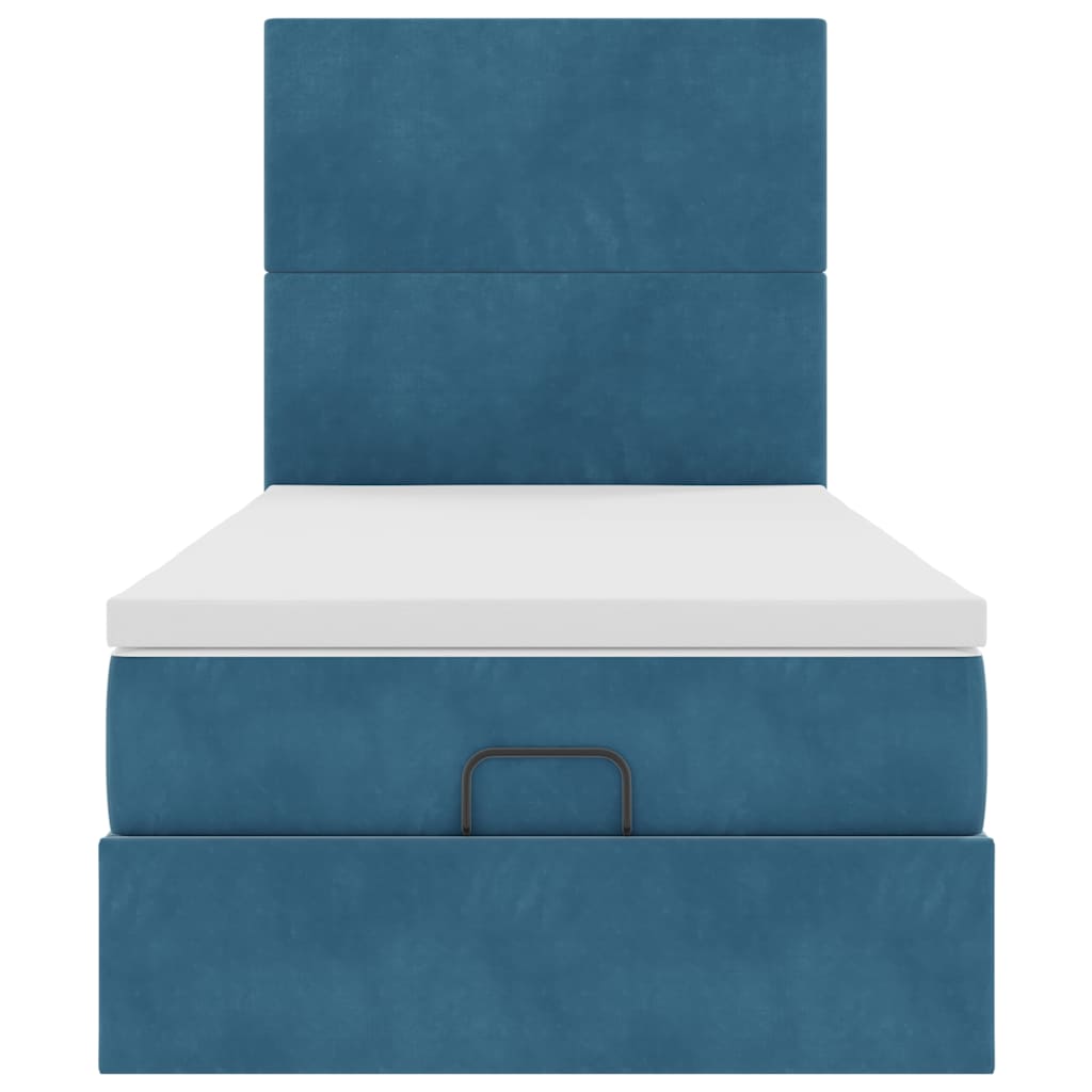 Ottoman bed met matrassen 90x200cm fluweel donkerblauw is nu te koop bij PeponiXL, paradijselijk wonen!