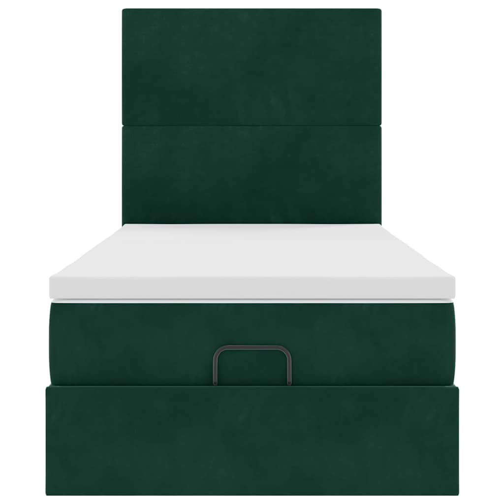 Ottoman bed met matrassen 100x200cm fluweel donkergroen is nu te koop bij PeponiXL, paradijselijk wonen!