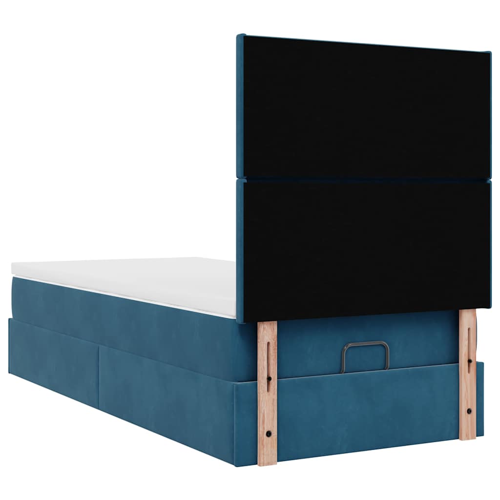 Ottoman bed met matrassen 100x200cm fluweel donkerblauw is nu te koop bij PeponiXL, paradijselijk wonen!