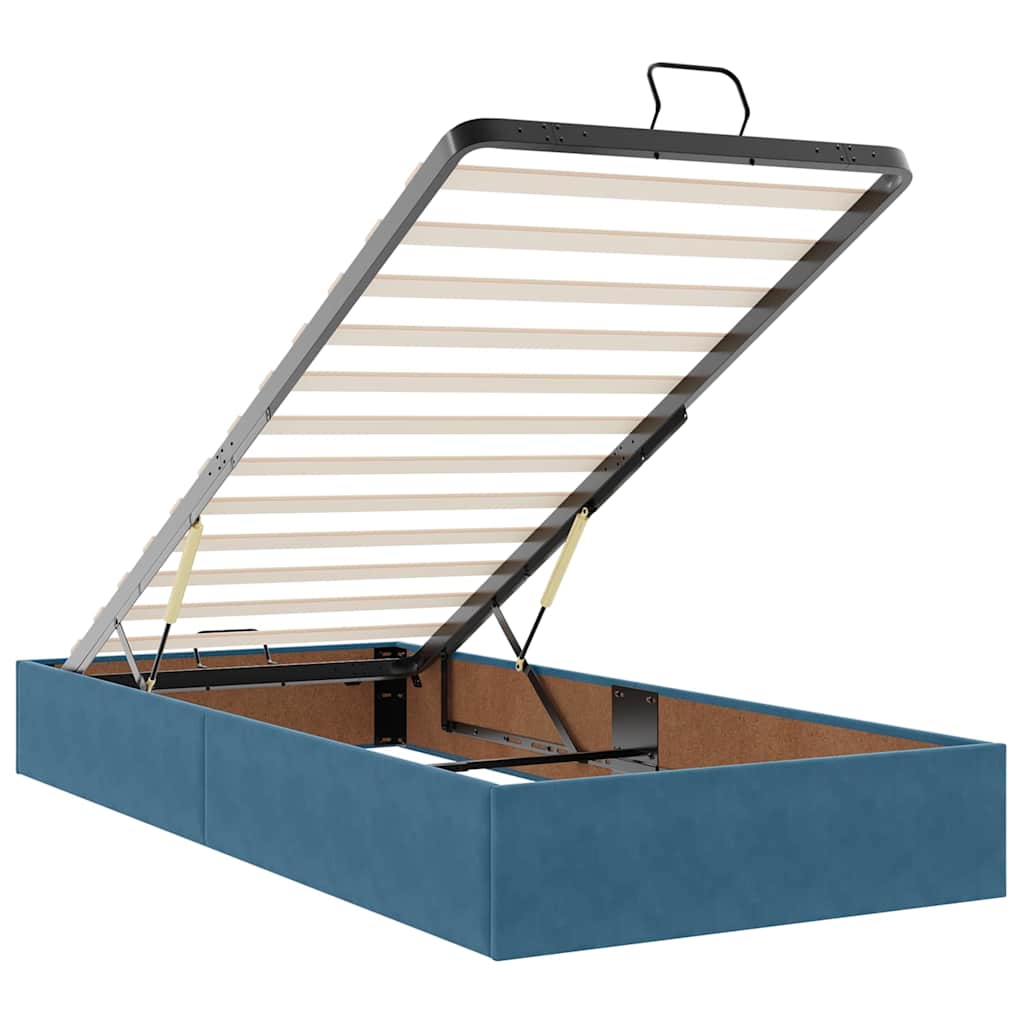 Ottoman bed met matrassen 100x200cm fluweel donkerblauw is nu te koop bij PeponiXL, paradijselijk wonen!