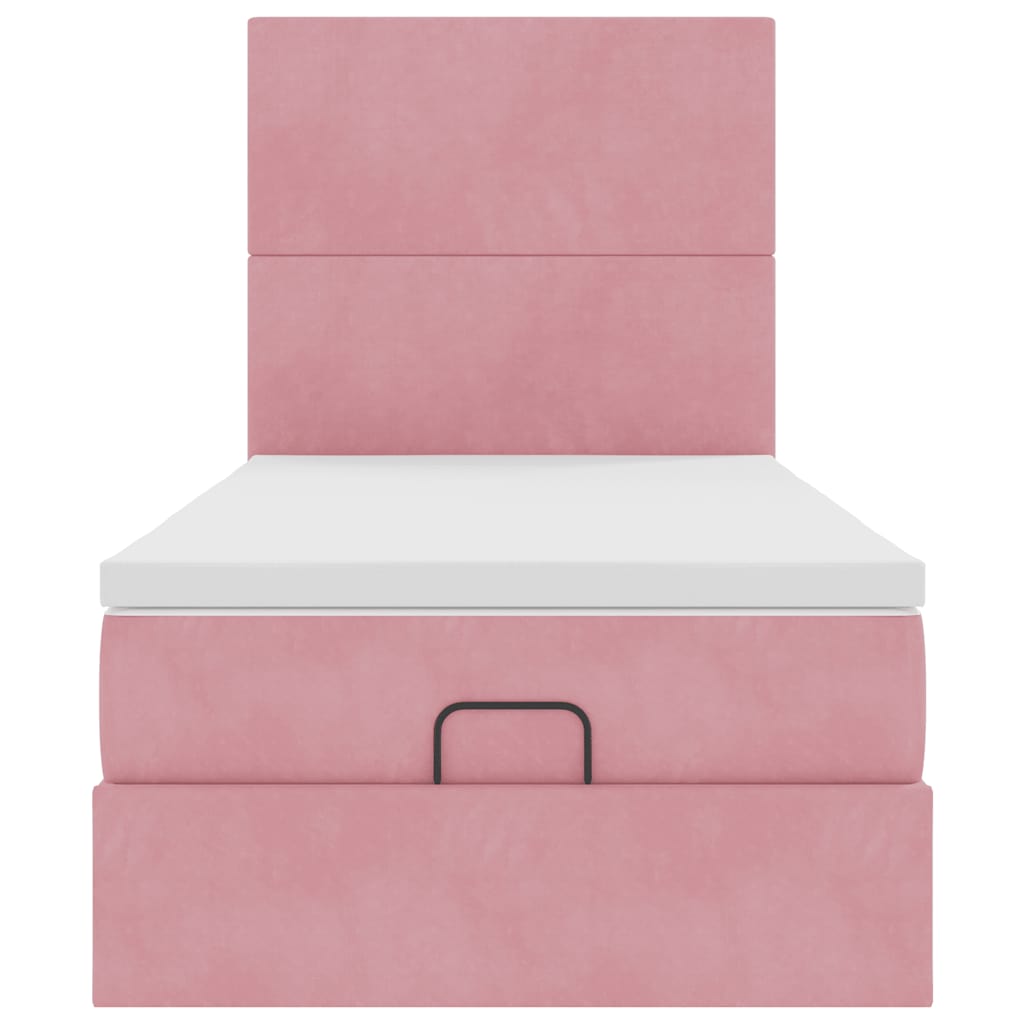 Ottoman bed met matrassen 100x200cm fluweel roze is nu te koop bij PeponiXL, paradijselijk wonen!