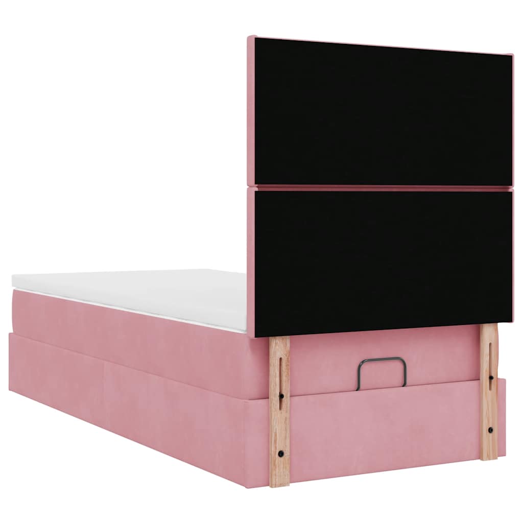 Ottoman bed met matrassen 100x200cm fluweel roze is nu te koop bij PeponiXL, paradijselijk wonen!