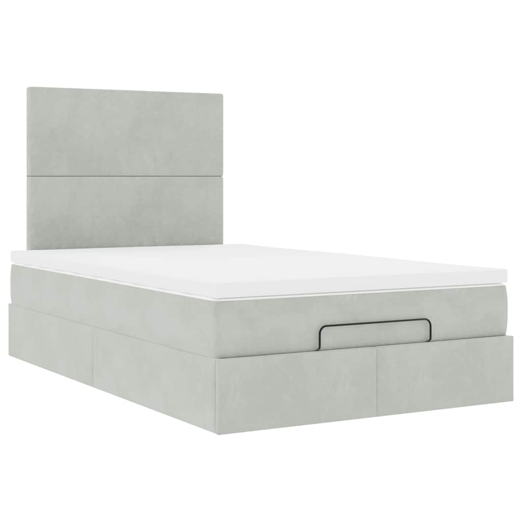 Ottoman bed met matrassen 120x190cm fluweel lichtgrijs is nu te koop bij PeponiXL, paradijselijk wonen!