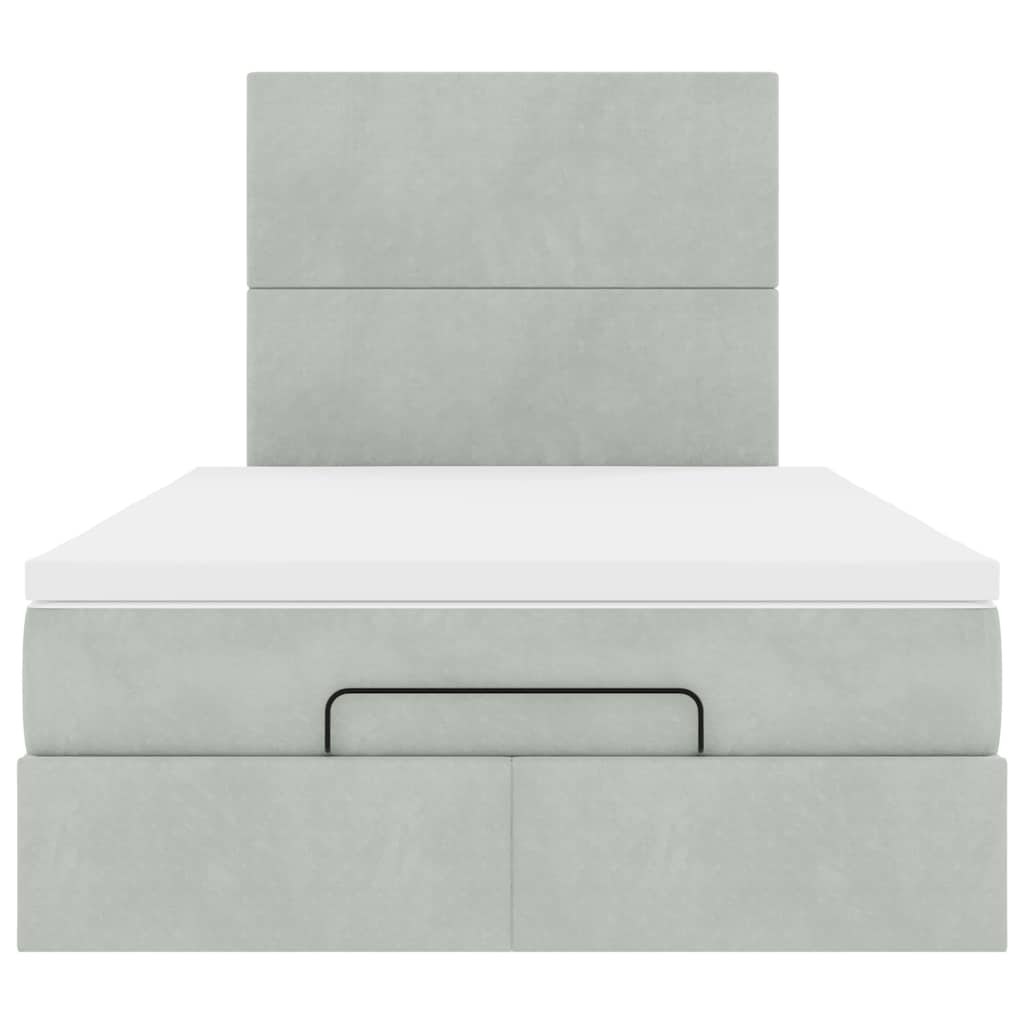 Ottoman bed met matrassen 120x190cm fluweel lichtgrijs is nu te koop bij PeponiXL, paradijselijk wonen!