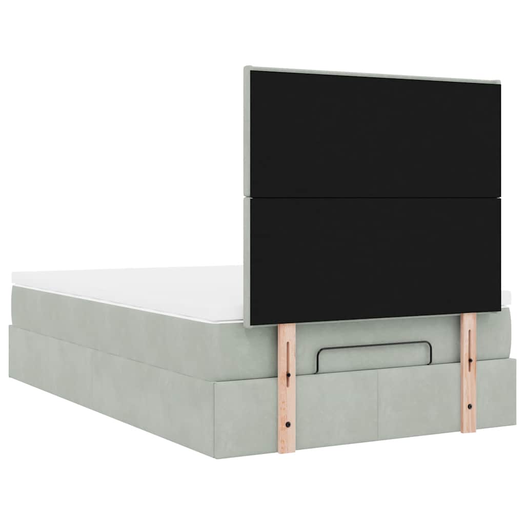 Ottoman bed met matrassen 120x190cm fluweel lichtgrijs is nu te koop bij PeponiXL, paradijselijk wonen!