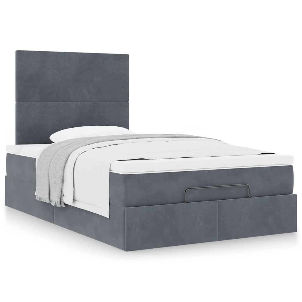 Ottoman bed met matrassen 120x190cm fluweel donkergrijs is nu te koop bij PeponiXL, paradijselijk wonen!