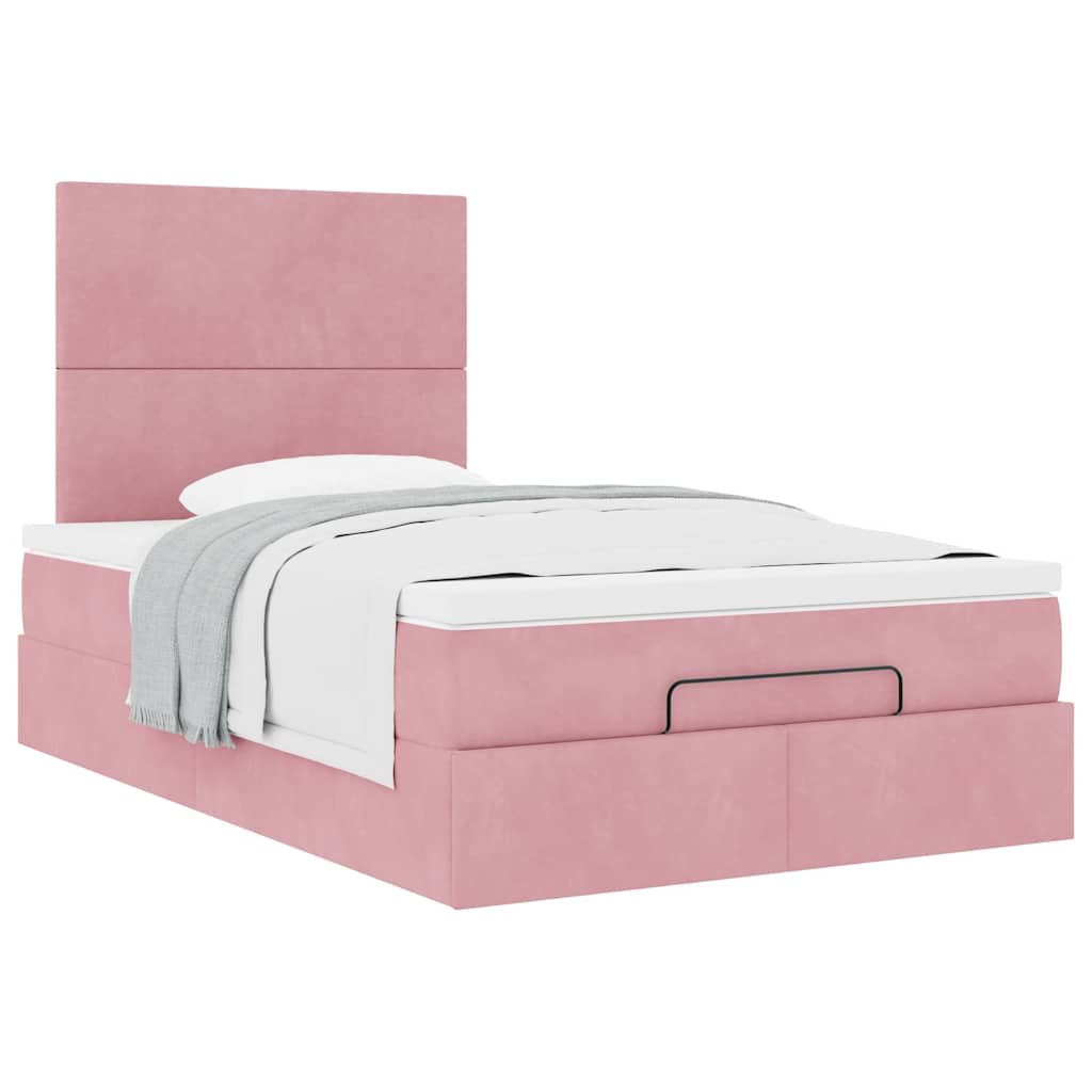 Ottoman bed met matrassen 120x190cm fluweel roze is nu te koop bij PeponiXL, paradijselijk wonen!