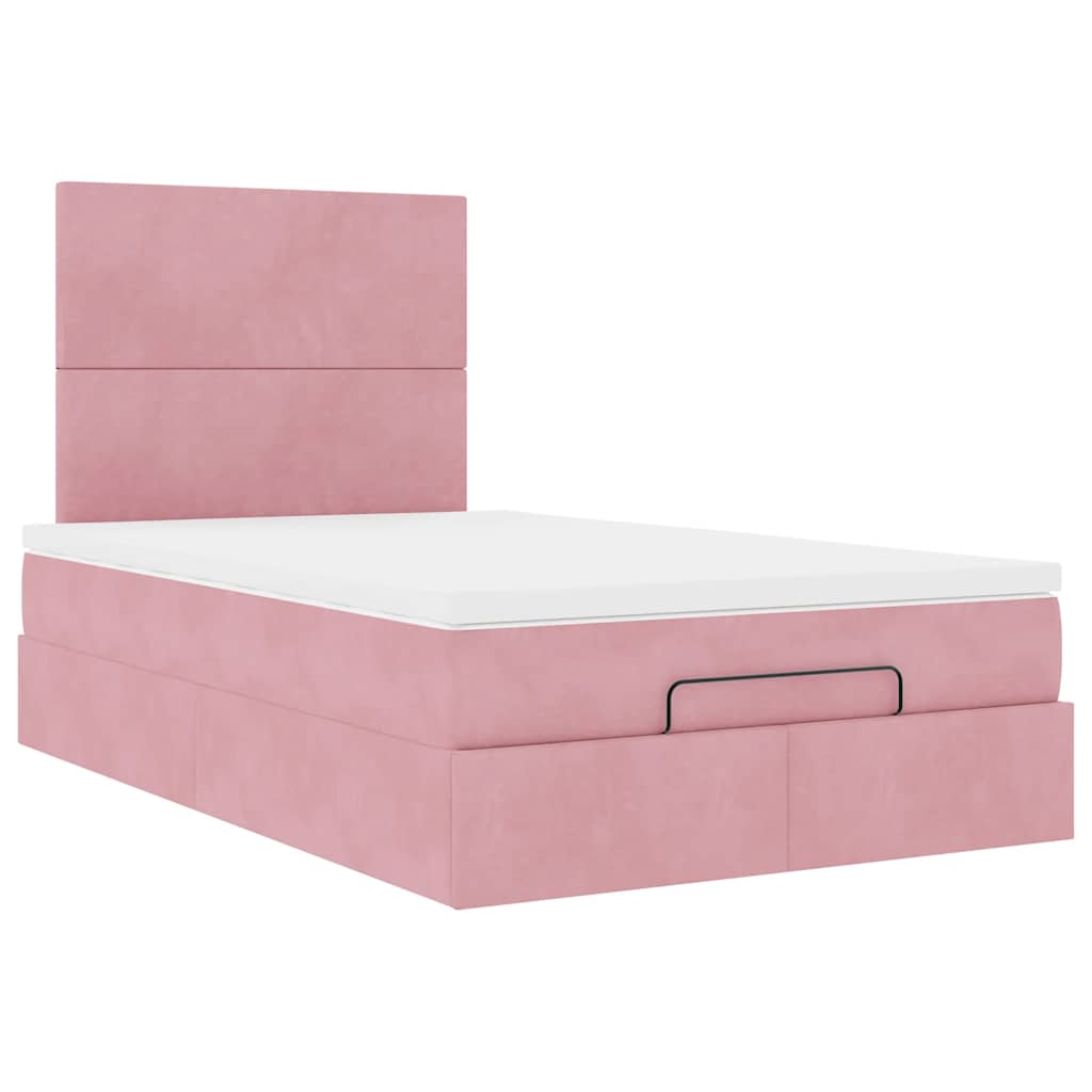 Ottoman bed met matrassen 120x190cm fluweel roze is nu te koop bij PeponiXL, paradijselijk wonen!