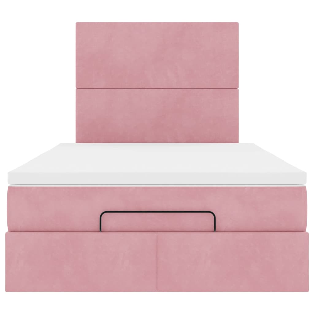 Ottoman bed met matrassen 120x190cm fluweel roze is nu te koop bij PeponiXL, paradijselijk wonen!
