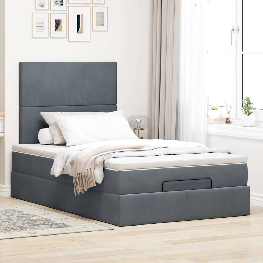 Ottoman bed met matrassen 120x200cm fluweel donkergrijs is nu te koop bij PeponiXL, paradijselijk wonen!