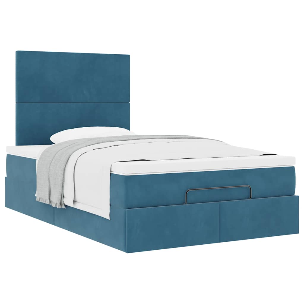 Ottoman bed met matrassen 120x200cm fluweel donkerblauw is nu te koop bij PeponiXL, paradijselijk wonen!
