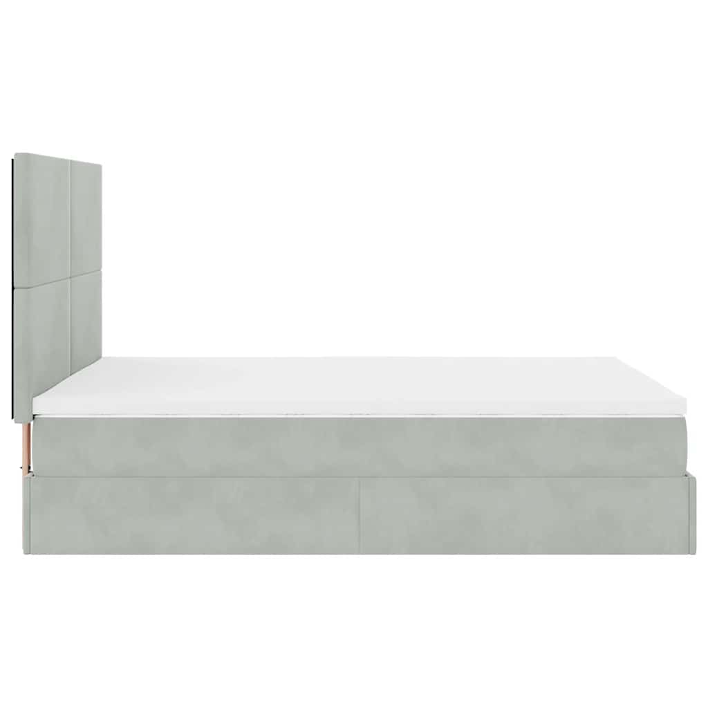 Ottoman bed met matrassen 140x190cm fluweel lichtgrijs is nu te koop bij PeponiXL, paradijselijk wonen!