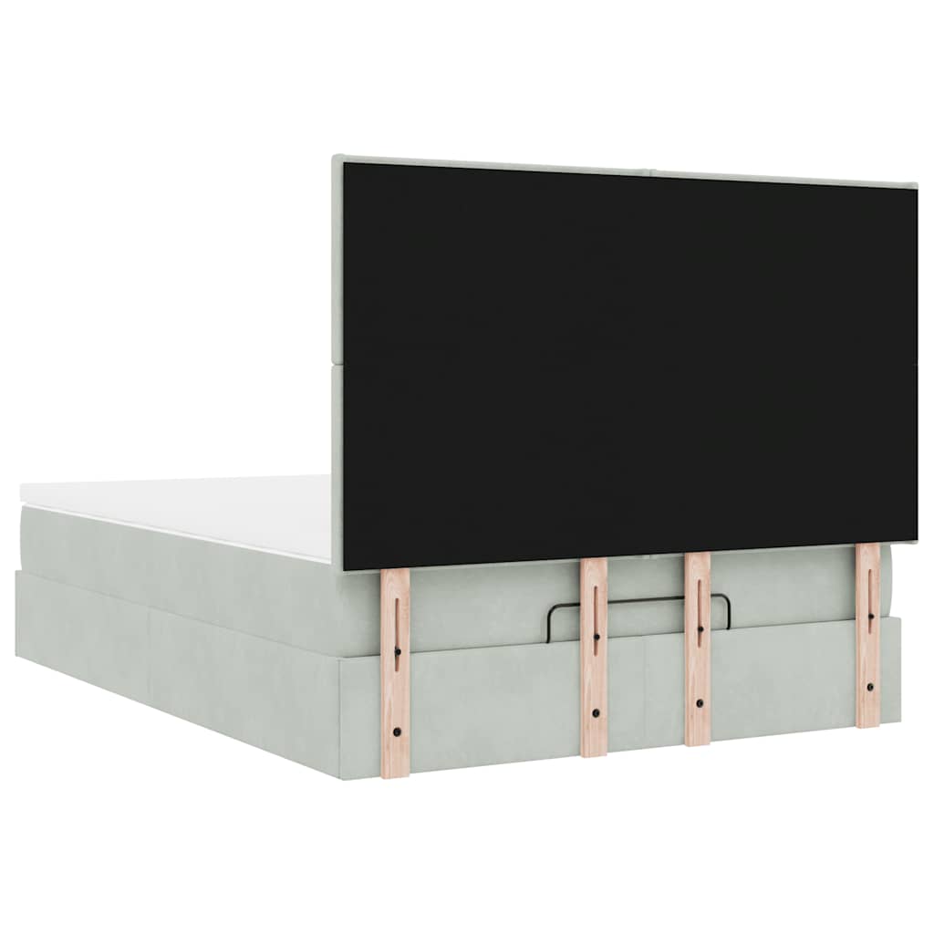 Ottoman bed met matrassen 140x190cm fluweel lichtgrijs is nu te koop bij PeponiXL, paradijselijk wonen!
