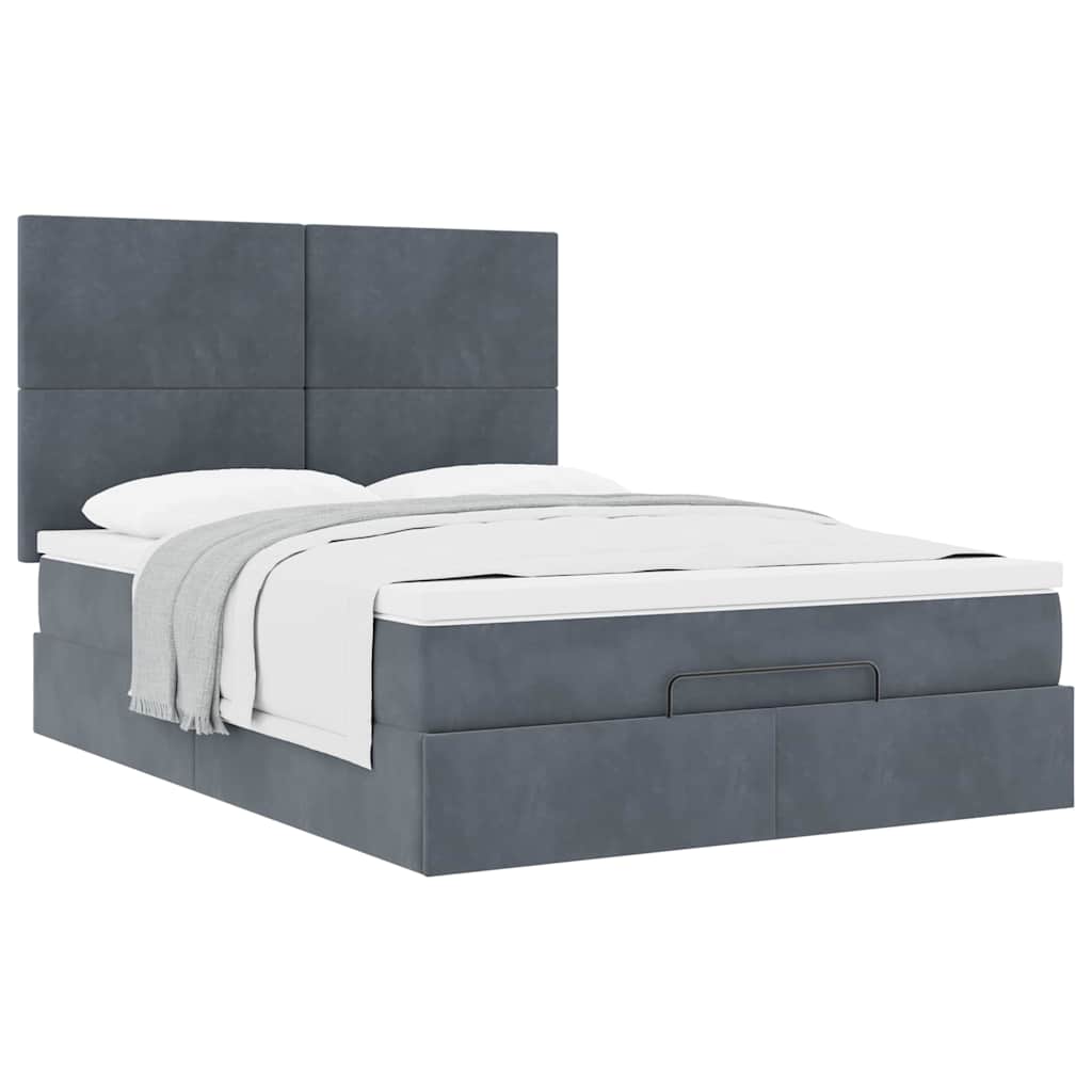 Ottoman bed met matrassen 140x190cm fluweel donkergrijs is nu te koop bij PeponiXL, paradijselijk wonen!
