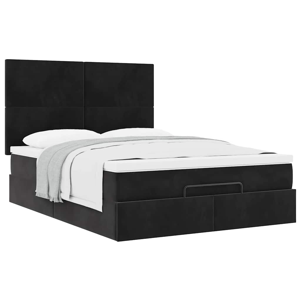 Ottoman bed met matrassen 140x190cm fluweel zwart is nu te koop bij PeponiXL, paradijselijk wonen!