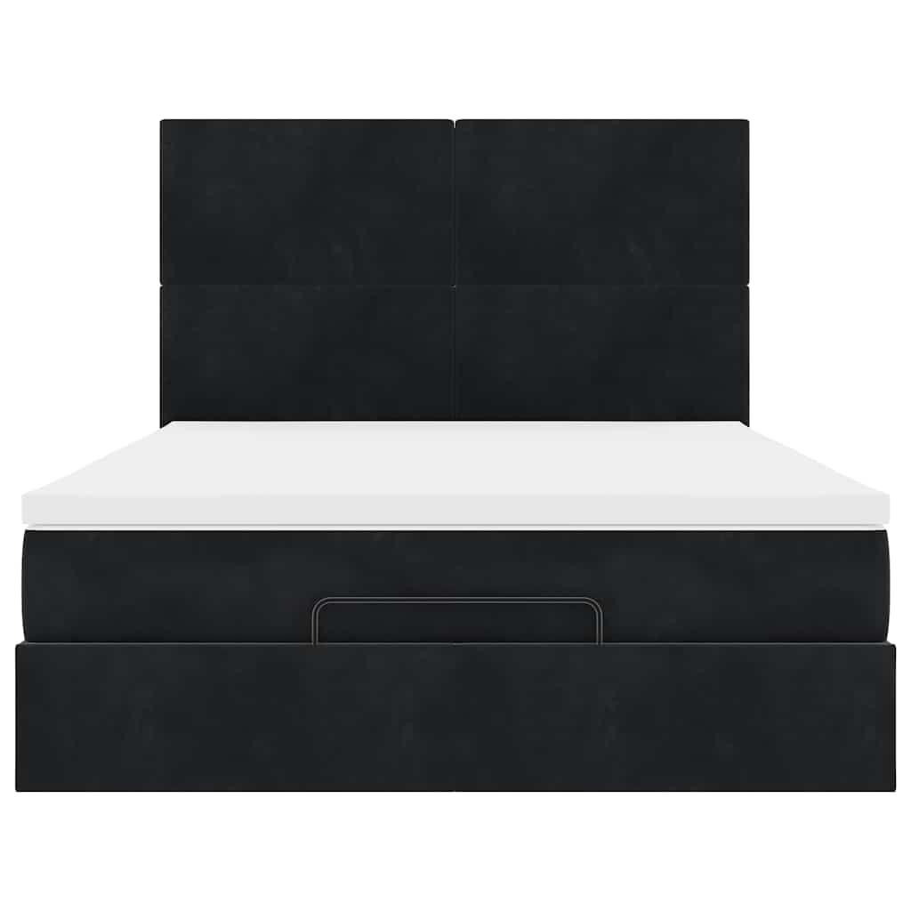 Ottoman bed met matrassen 140x190cm fluweel zwart is nu te koop bij PeponiXL, paradijselijk wonen!