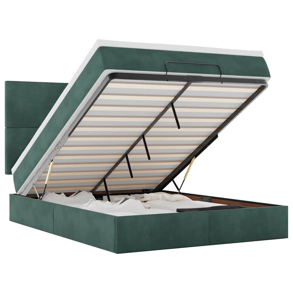 Ottoman bed met matrassen 140x190cm fluweel donkergroen is nu te koop bij PeponiXL, paradijselijk wonen!