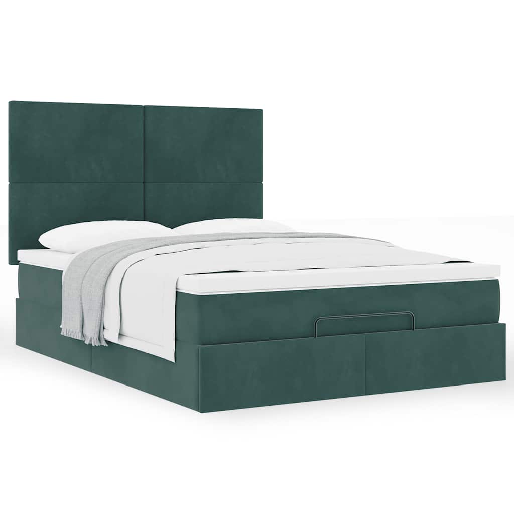 Ottoman bed met matrassen 140x190cm fluweel donkergroen is nu te koop bij PeponiXL, paradijselijk wonen!