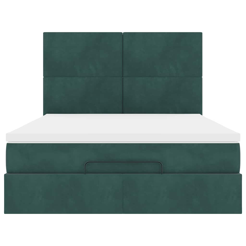 Ottoman bed met matrassen 140x190cm fluweel donkergroen is nu te koop bij PeponiXL, paradijselijk wonen!