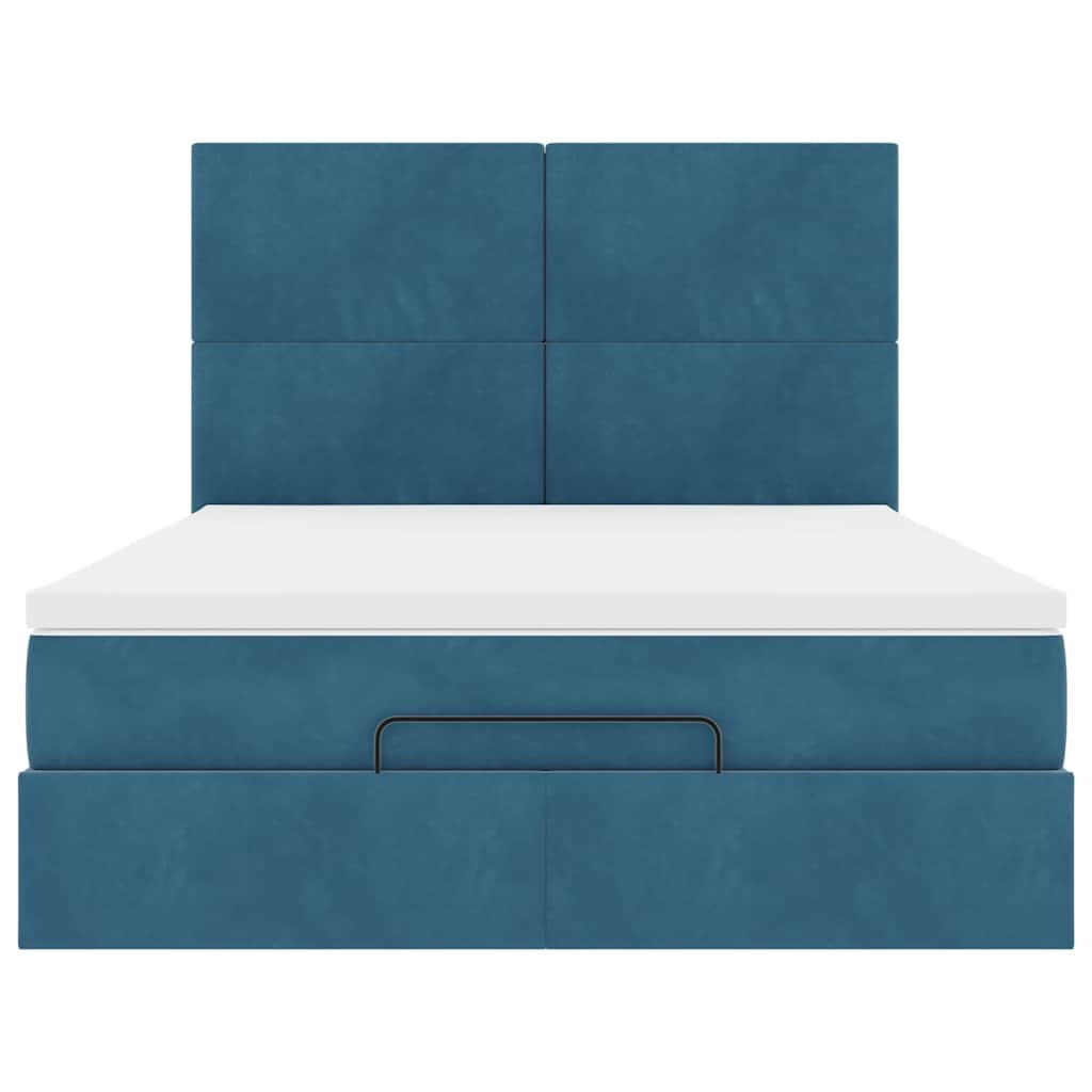 Ottoman bed met matrassen 140x190cm fluweel donkerblauw is nu te koop bij PeponiXL, paradijselijk wonen!