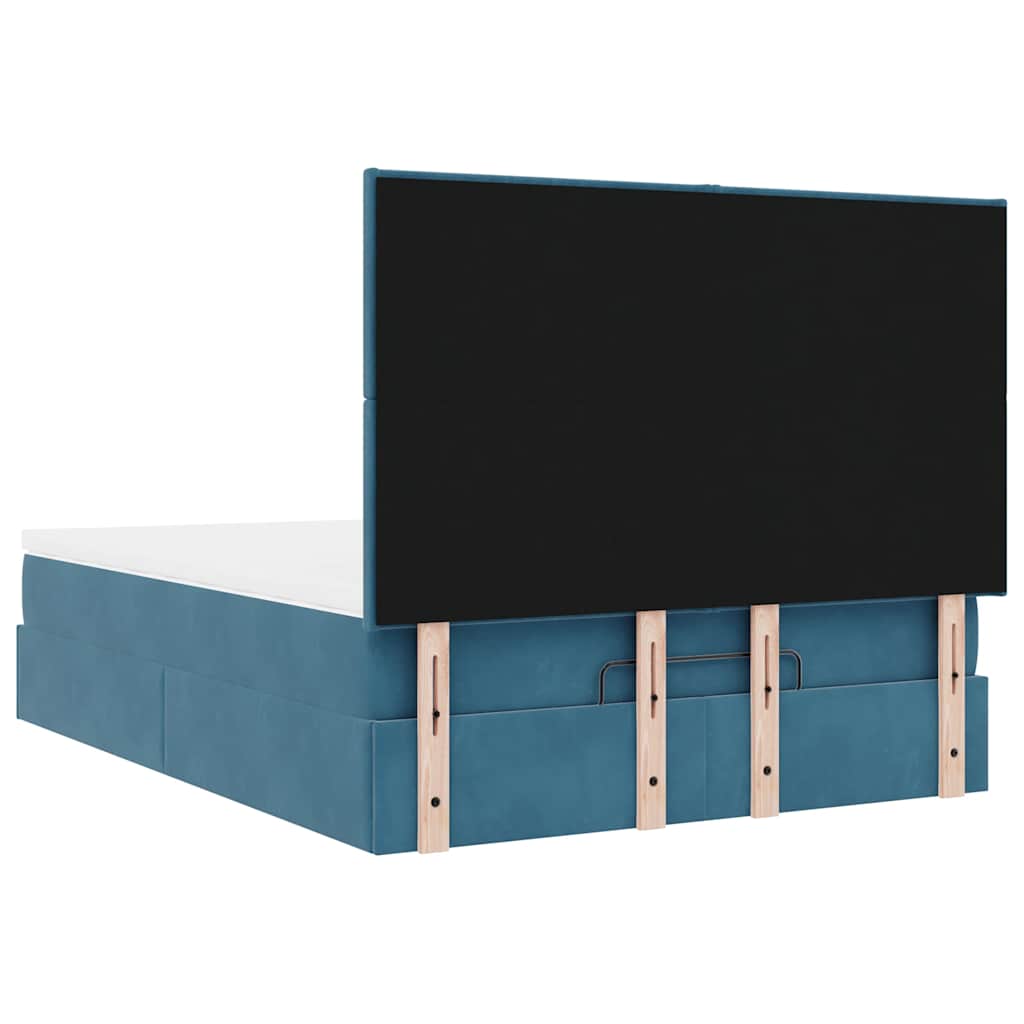 Ottoman bed met matrassen 140x190cm fluweel donkerblauw is nu te koop bij PeponiXL, paradijselijk wonen!