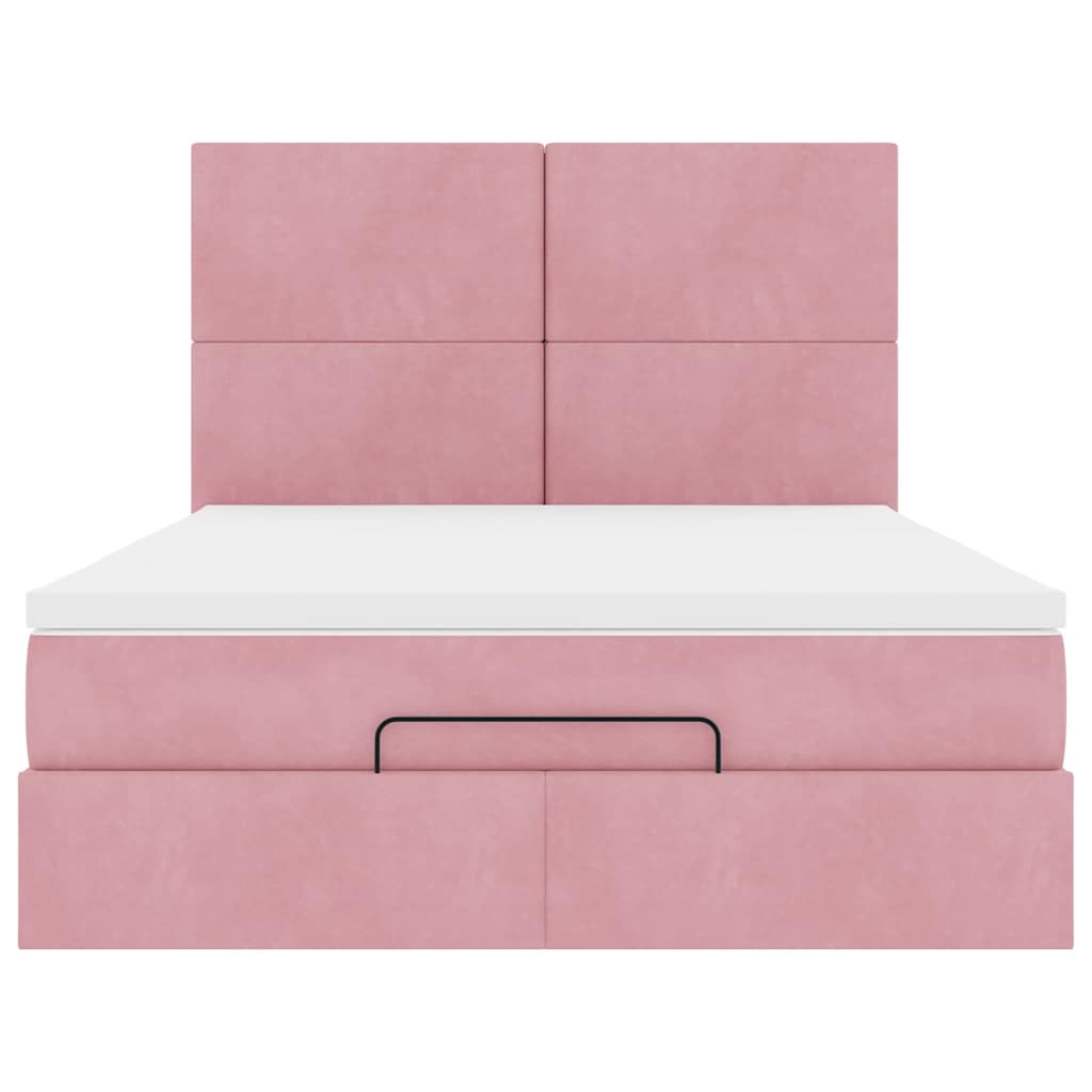 Ottoman bed met matrassen 140x190cm fluweel roze is nu te koop bij PeponiXL, paradijselijk wonen!