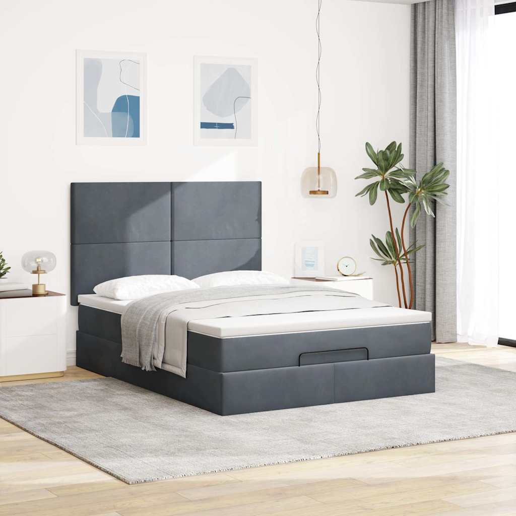 Ottoman bed met matrassen 140x200cm fluweel donkergrijs is nu te koop bij PeponiXL, paradijselijk wonen!